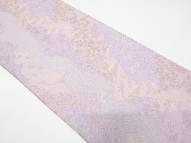 JAPANESE KIMONO / ANTIQUE FUKURO OBI / WOVEN STREAM & FLOWER